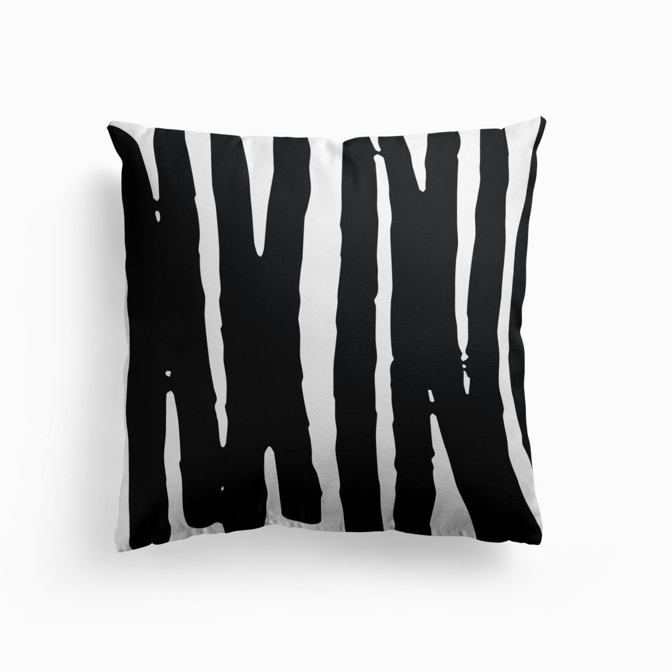 Stripes Cushion by Kim Hubball Fy Striped Black & White Faux Suede Pillow